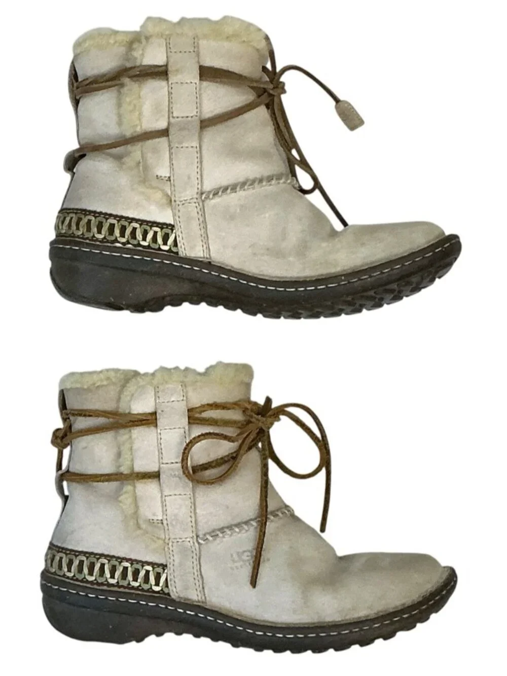 UGG Australia Ankle Boots Womens Cove Suede Leather 5178 Beige Cream US size 9